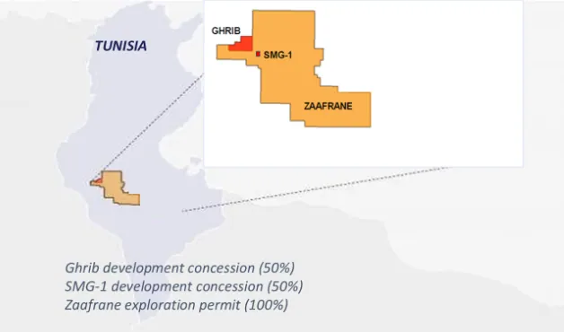 Map of Mazarine Energy licences in Tunisia